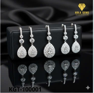 Bông Tai Nữ Kim Loại Trắng Đính Đá